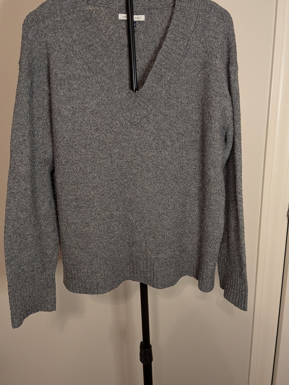 American Eagle Outfitters Gray V-Neck Sweater